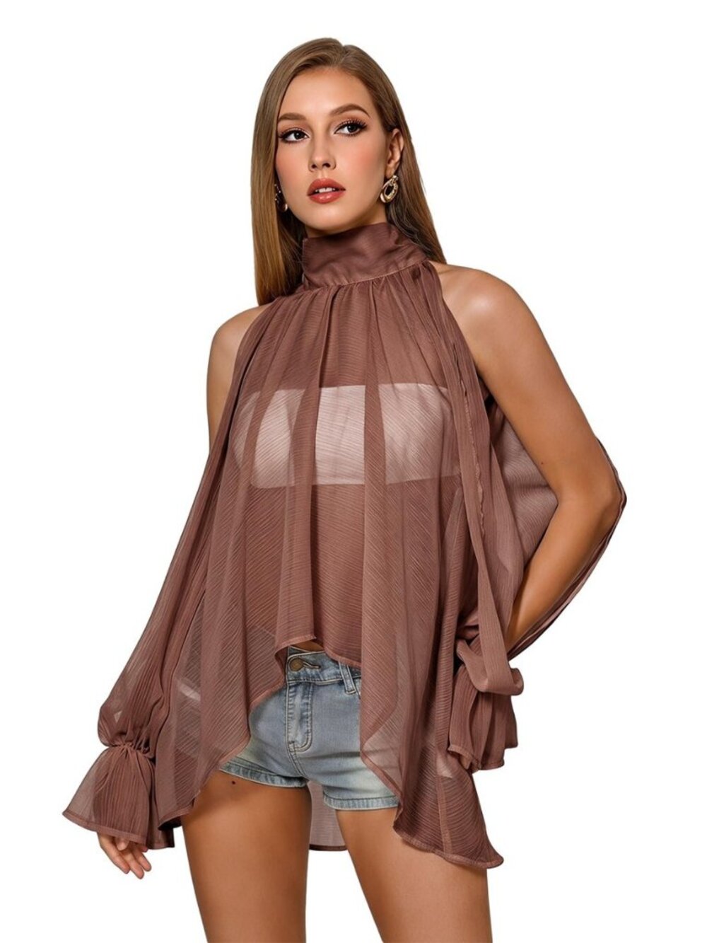 Fall Going Out Tops for Women Halter Oversized Asymmetrical Blouse